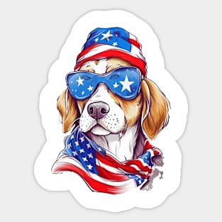 Cool Patriotic Dog, 4th of July Design Sticker